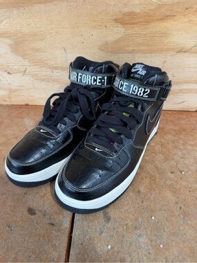 Nike Air Force 1 High “Croc” Black Leather w/ “Air Force Since 1982” Velcro